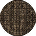 Round Machine Washable Abstract Brown Modern Rug, wshabs4518brn