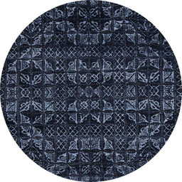 Round Abstract Blue Modern Rug, abs4518