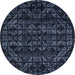 Round Abstract Blue Modern Rug, abs4518