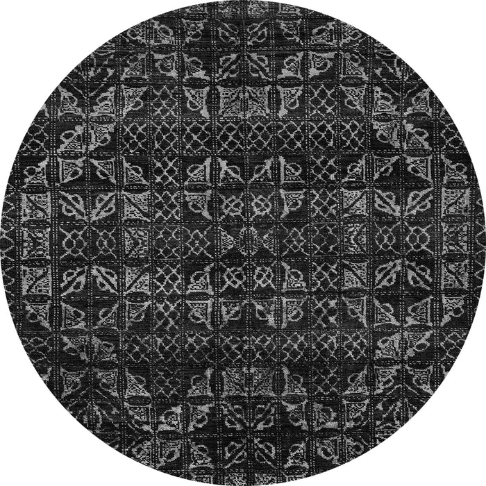 Round Machine Washable Abstract Gray Modern Rug, wshabs4518gry