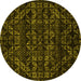 Round Machine Washable Abstract Yellow Modern Rug, wshabs4518yw