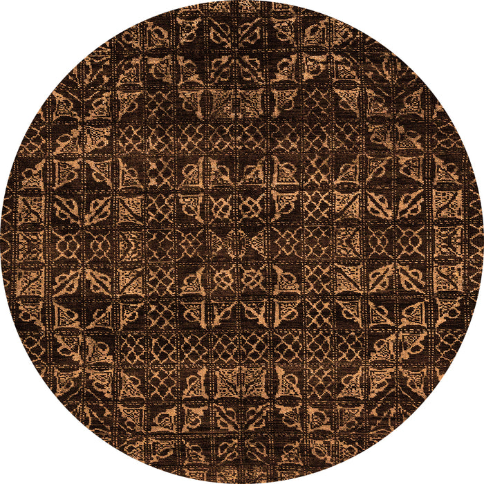 Round Abstract Orange Modern Rug, abs4518org