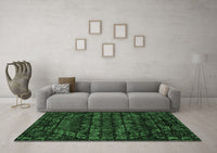 Machine Washable Abstract Emerald Green Modern Rug, wshabs4518emgrn