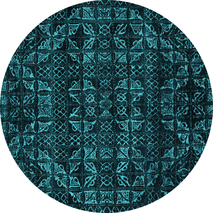Round Machine Washable Abstract Turquoise Modern Area Rugs, wshabs4518turq