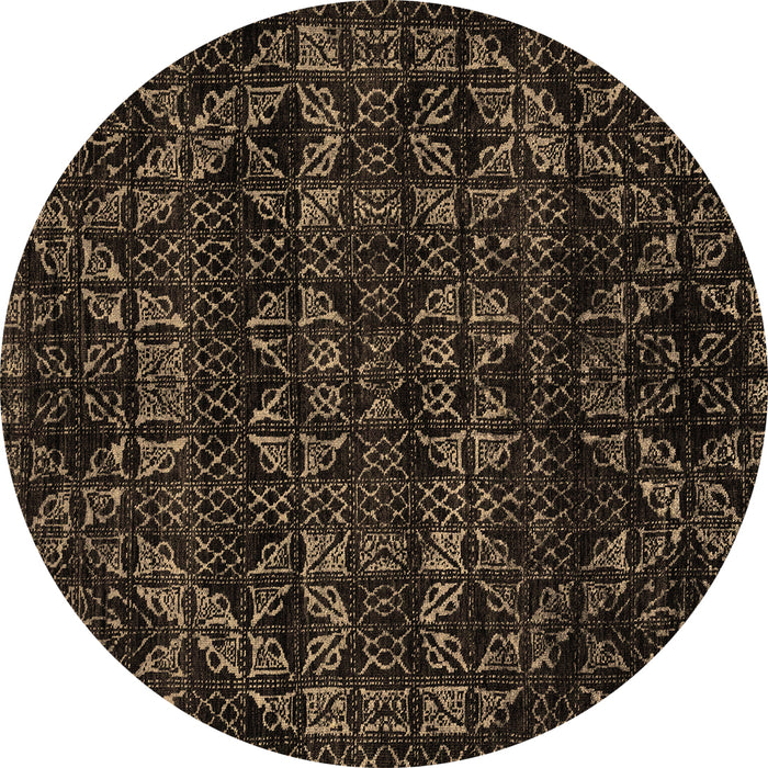 Round Abstract Brown Modern Rug, abs4518brn
