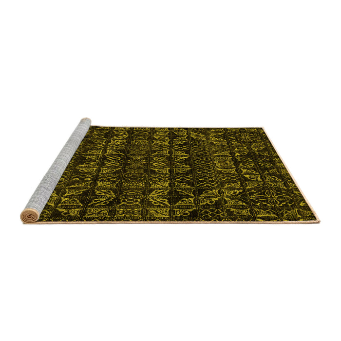 Sideview of Machine Washable Abstract Yellow Modern Rug, wshabs4518yw