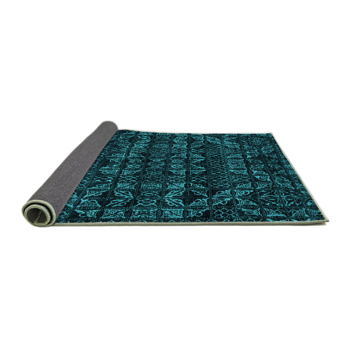 Sideview of Abstract Turquoise Modern Rug, abs4518turq