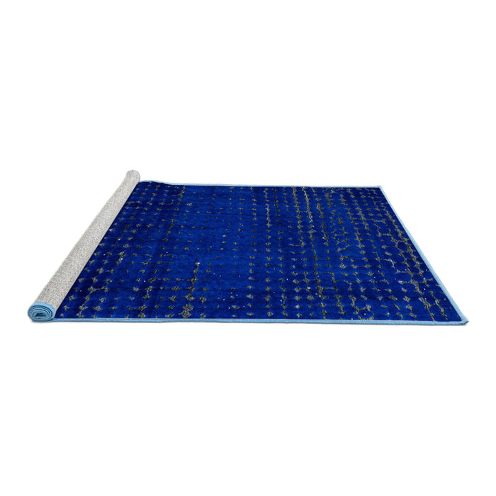 Sideview of Machine Washable Abstract Blueberry Blue Rug, wshabs4519