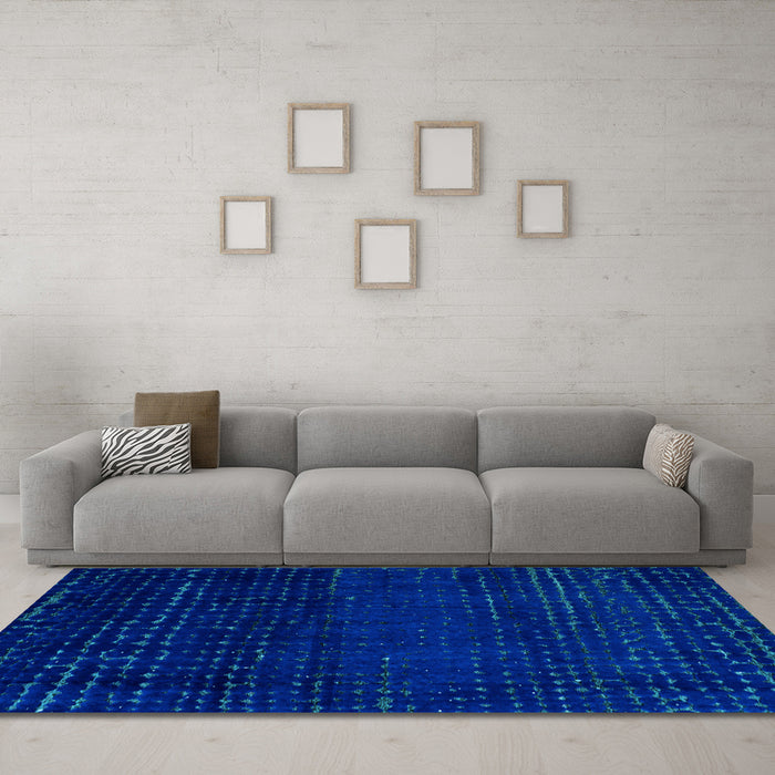 Machine Washable Abstract Light Blue Modern Rug in a Living Room, wshabs4519lblu