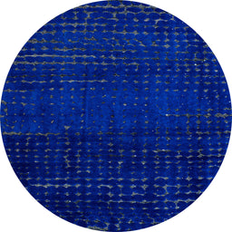 Round Machine Washable Abstract Blueberry Blue Rug, wshabs4519