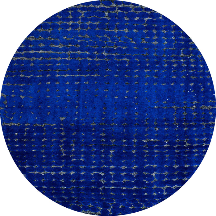 Round Machine Washable Abstract Blueberry Blue Rug, wshabs4519