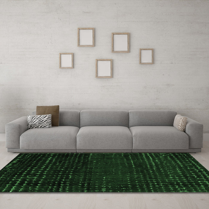 Machine Washable Abstract Emerald Green Modern Area Rugs in a Living Room,, wshabs4519emgrn