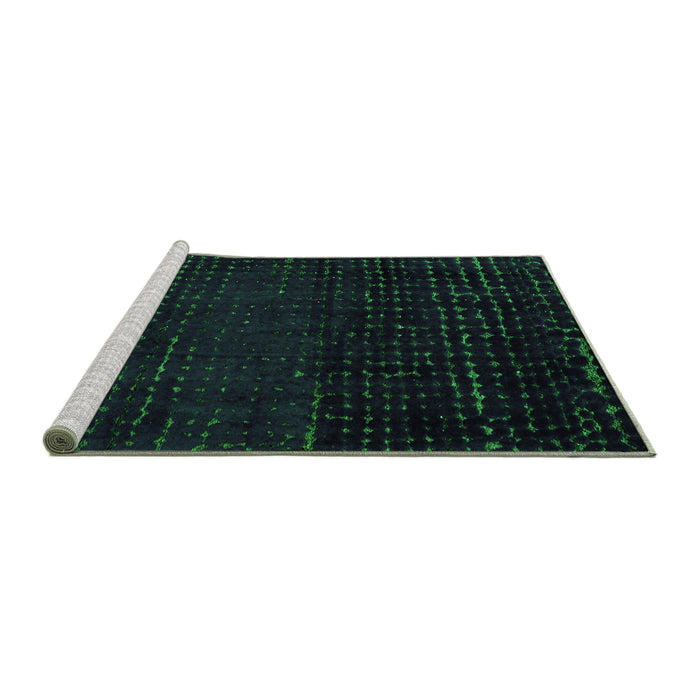 Sideview of Machine Washable Abstract Green Modern Area Rugs, wshabs4519grn