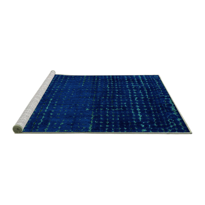 Sideview of Machine Washable Abstract Turquoise Modern Area Rugs, wshabs4519turq