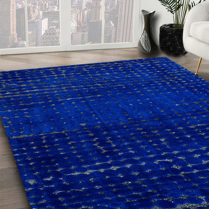 Abstract Blue Modern Rug in Family Room, abs4519