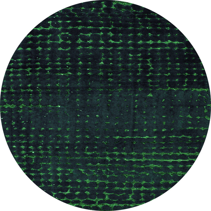 Round Machine Washable Abstract Green Modern Area Rugs, wshabs4519grn