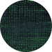 Round Machine Washable Abstract Green Modern Area Rugs, wshabs4519grn