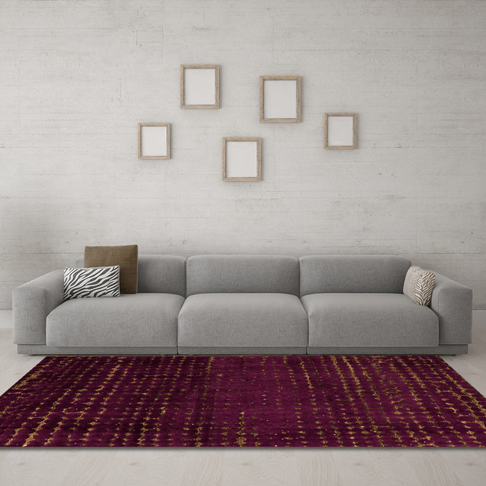 Machine Washable Abstract Orange Modern Area Rugs in a Living Room, wshabs4519org