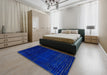 Abstract Blue Modern Rug in a Bedroom, abs4519