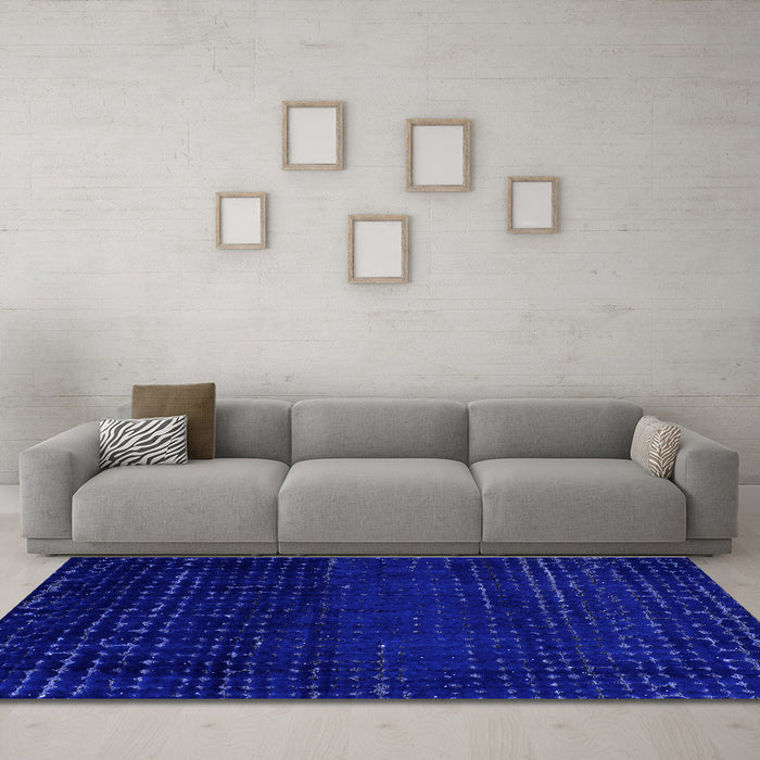 Machine Washable Abstract Blue Modern Rug in a Living Room, wshabs4519blu