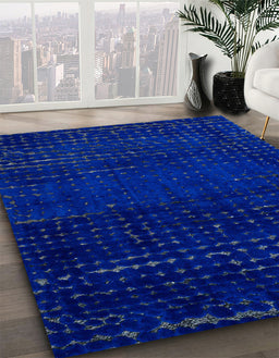 Machine Washable Abstract Blueberry Blue Rug in a Family Room, wshabs4519