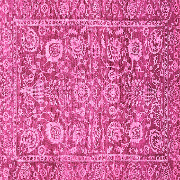 Square Machine Washable Oriental Pink Traditional Rug, wshabs451pnk