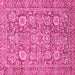 Square Machine Washable Oriental Pink Traditional Rug, wshabs451pnk