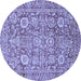 Round Machine Washable Oriental Blue Traditional Rug, wshabs451blu