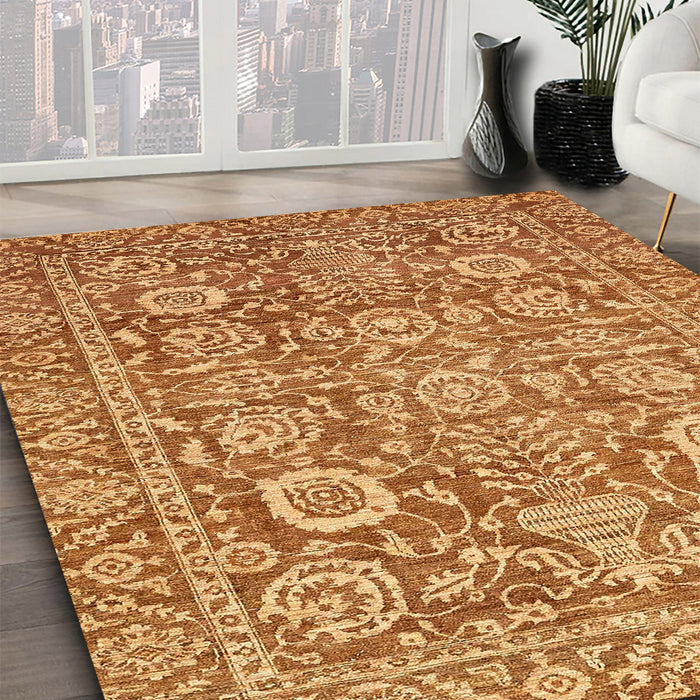 Machine Washable Abstract Orange Rug in a Family Room, wshabs451