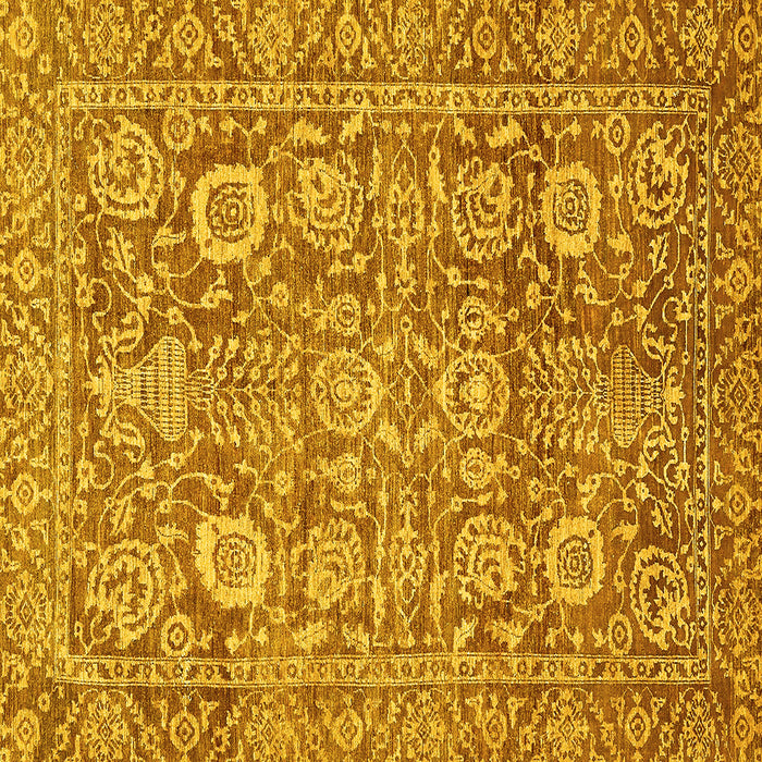 Square Oriental Yellow Traditional Rug, abs451yw