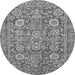 Round Machine Washable Oriental Gray Traditional Rug, wshabs451gry