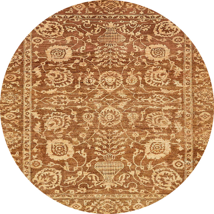 Round Abstract Orange Oriental Rug, abs451