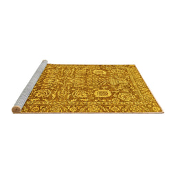 Sideview of Machine Washable Oriental Yellow Traditional Rug, wshabs451yw