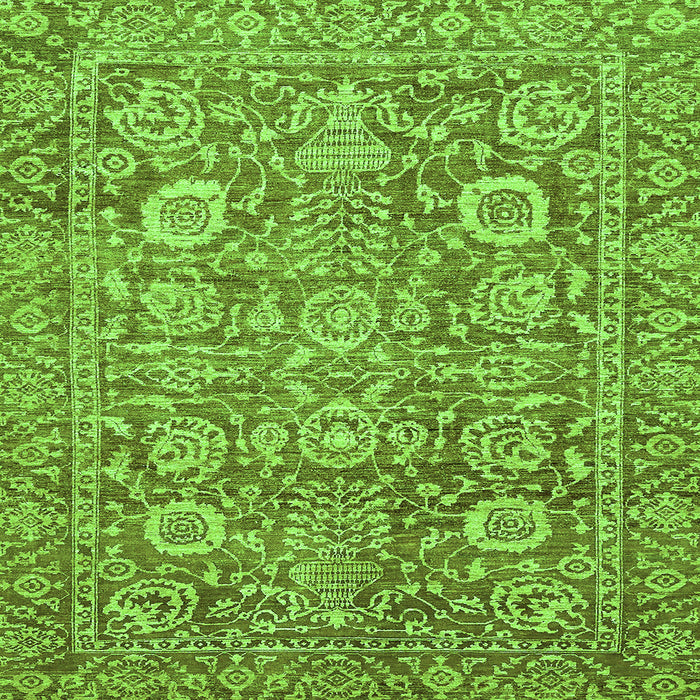 Square Machine Washable Oriental Green Traditional Area Rugs, wshabs451grn
