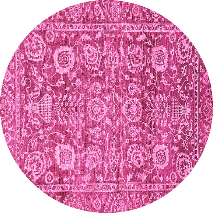 Round Oriental Pink Traditional Rug, abs451pnk