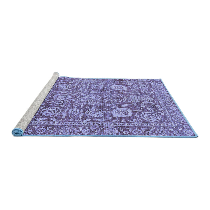 Sideview of Machine Washable Oriental Blue Traditional Rug, wshabs451blu