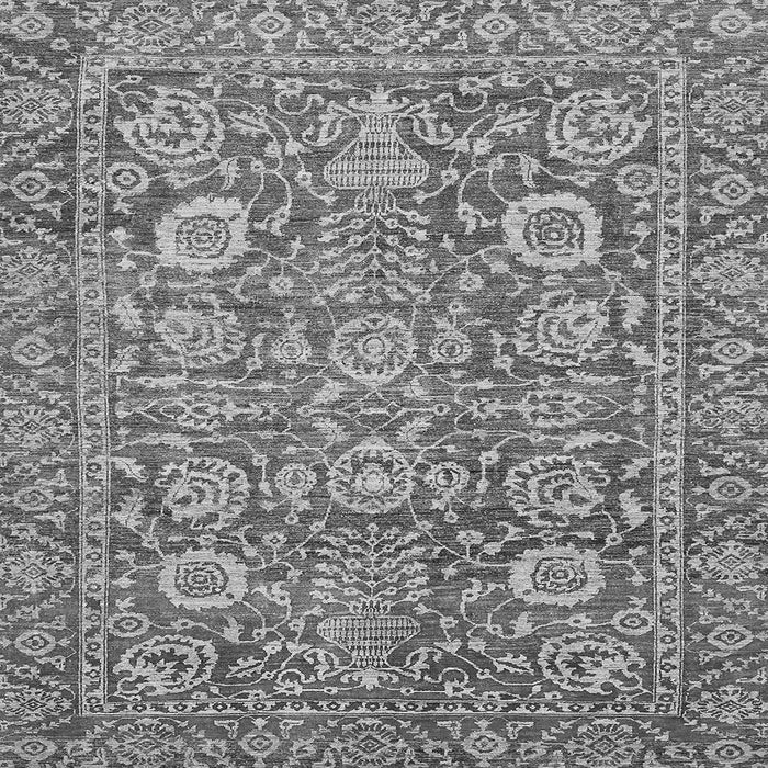 Square Oriental Gray Traditional Rug, abs451gry