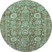 Round Oriental Light Blue Traditional Rug, abs451lblu