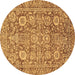 Round Oriental Brown Traditional Rug, abs451brn