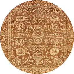 Round Machine Washable Abstract Orange Rug, wshabs451