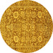 Round Oriental Yellow Traditional Rug, abs451yw