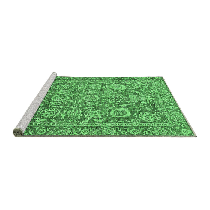 Sideview of Machine Washable Oriental Emerald Green Traditional Area Rugs, wshabs451emgrn