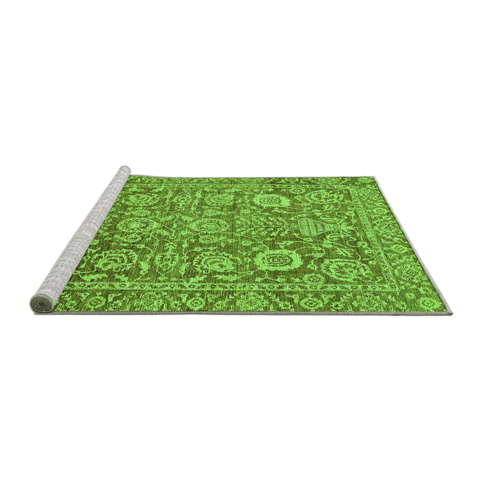 Sideview of Machine Washable Oriental Green Traditional Area Rugs, wshabs451grn