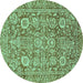 Round Oriental Turquoise Traditional Rug, abs451turq