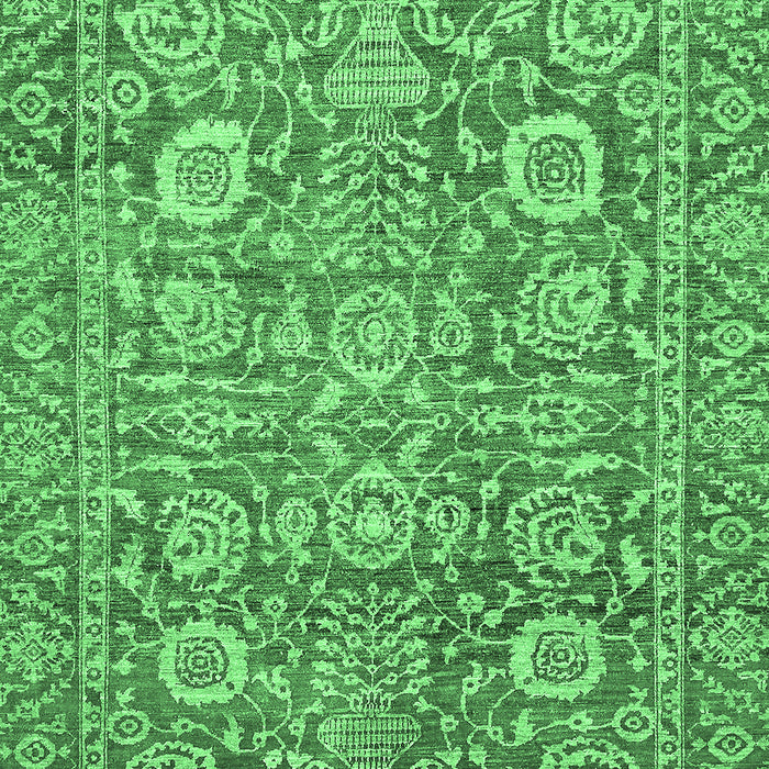 Machine Washable Oriental Emerald Green Traditional Area Rugs, wshabs451emgrn