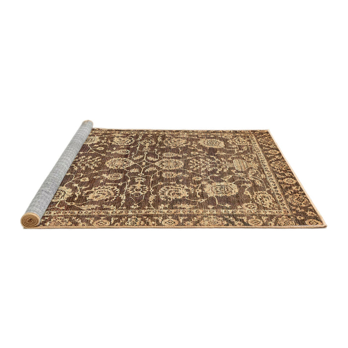 Sideview of Machine Washable Abstract Dark Sienna Brown Rug, wshabs452