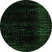 Round Abstract Emerald Green Modern Rug, abs4520emgrn