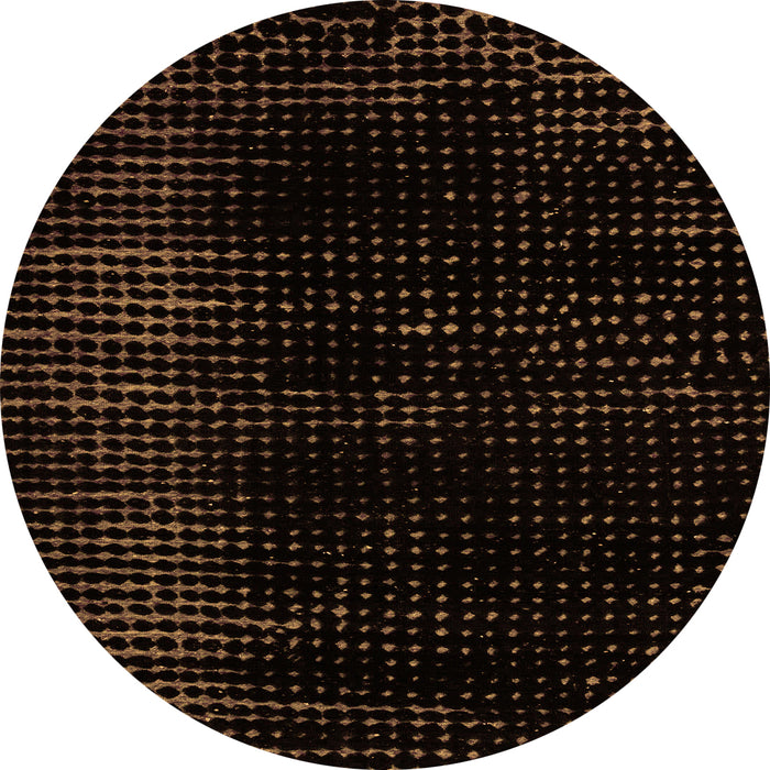 Round Machine Washable Abstract Orange Modern Area Rugs, wshabs4520org