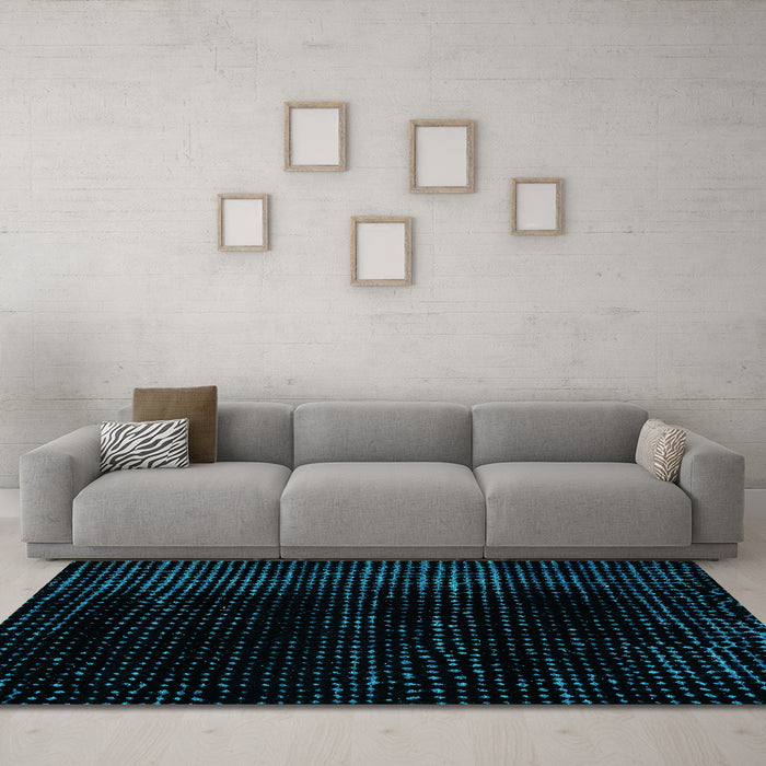 Machine Washable Abstract Turquoise Modern Area Rugs in a Living Room,, wshabs4520turq