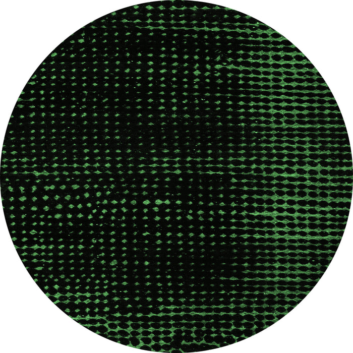 Round Machine Washable Abstract Emerald Green Modern Area Rugs, wshabs4520emgrn